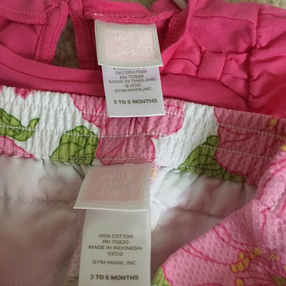 2pc JANIE AND JACK pink flamingo short set 3-6m - Picture 7 of 8